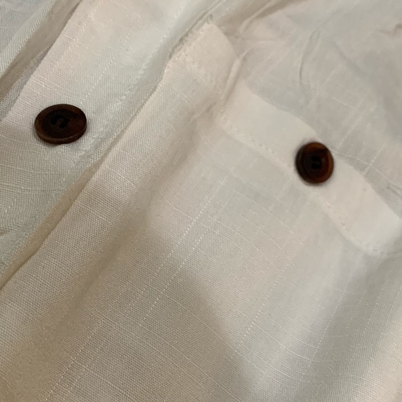 Bohemian White Shirt Dress Button Up Cotton Linen - Picture 8 of 9